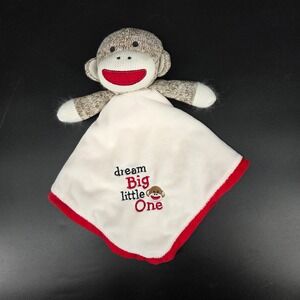 Baby Starters Sock Monkey Lovey Security Blanket Dream Big Little One Cream Red